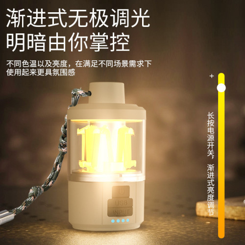 新款迷你柔光露營燈戶外行動電源便捷LED手電筒立式照明氛圍燈