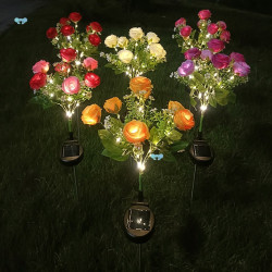 New 1PC 7 Heads Diamond Small Rose Solar Flower Lights,