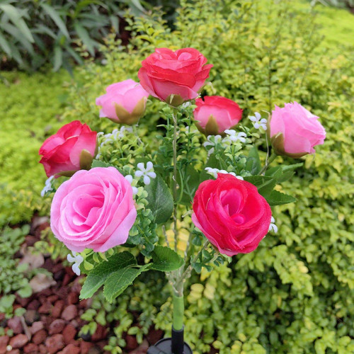 New 1PC 7 Heads Diamond Small Rose Solar Flower Lights,