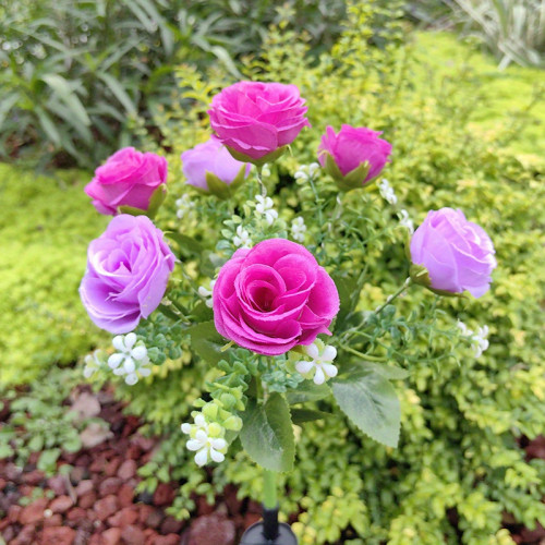 New 1PC 7 Heads Diamond Small Rose Solar Flower Lights,