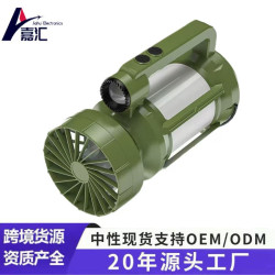 新款多功能手提風扇工作應急探照燈強光野營消防巡邏釣魚燈氛圍燈