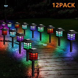 12PCS Solar Powered Outdoor Pathway Lights Waterproof LED