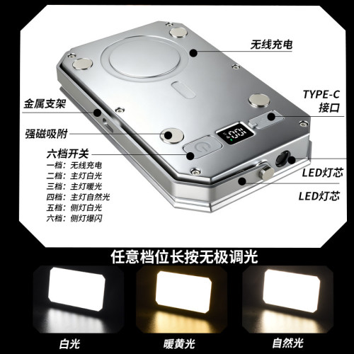新款多功能露營工作燈無線充電戶外手提燈磁吸充電野營帳篷照明燈