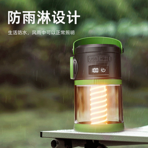 新款應急照明數字電量顯示多功能燈戶外太陽能充電露營燈可攜式