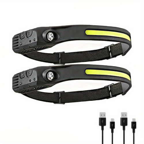 2PCS LED Rechargeable Headlamp, 230°WIDe Beam Head Lamp