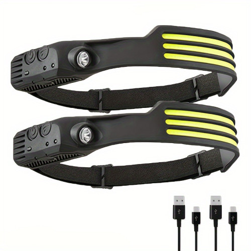 2PCS LED Rechargeable Headlamp, 230°WIDe Beam Head Lamp
