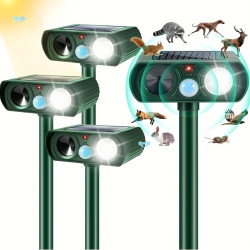 Solar Ultrasonic Animal Repeller LED Flashing Light Fox