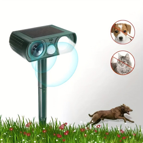 Solar Ultrasonic Animal Repeller LED Flashing Light Fox