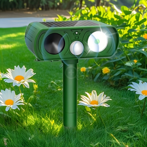 Solar Ultrasonic Animal Repeller LED Flashing Light Fox