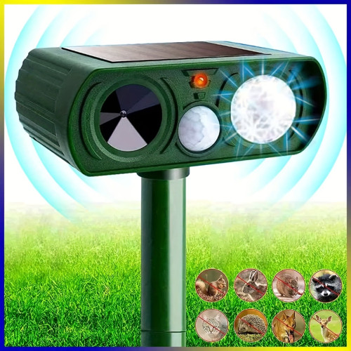 Solar Ultrasonic Animal Repeller LED Flashing Light Fox