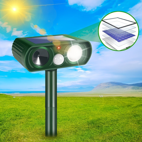 Solar Ultrasonic Animal Repeller LED Flashing Light Fox