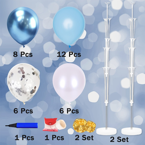 Balloon Stand Kit For Floor With String Light 2 set Blue