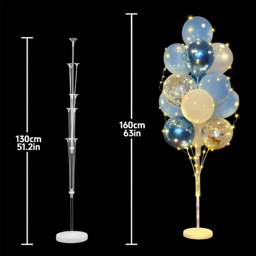 Balloon Stand Kit For Floor With String Light 2 set Blue