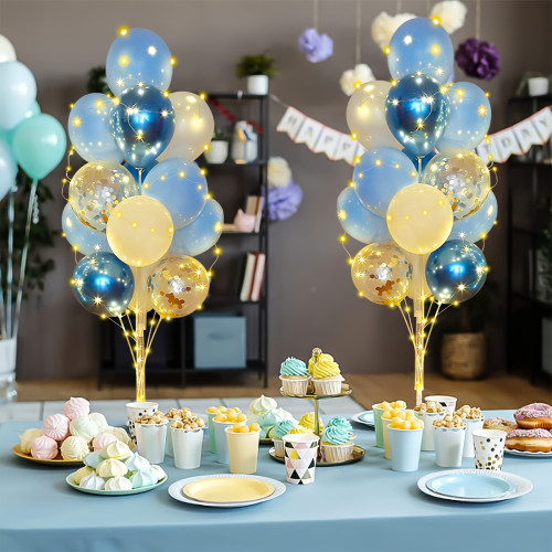 Balloon Stand Kit For Floor With String Light 2 set Blue