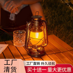 露營燈戶外充電復古馬燈營地野營氛圍煤油手提擺攤帳篷燈裝飾火焰