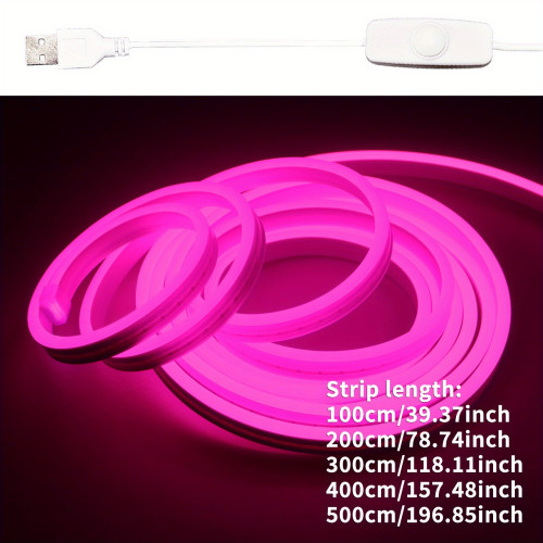 Flexible Pink led Neon Strip Lights 39.37 196.85 Inch usb