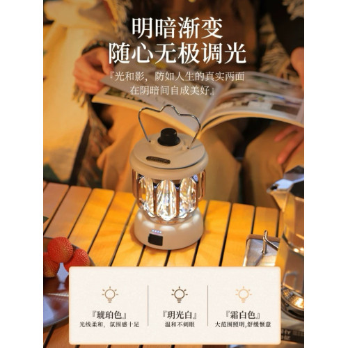 露營燈新款戶外野營LED復古手提帳篷燈便捷式USB充電防水