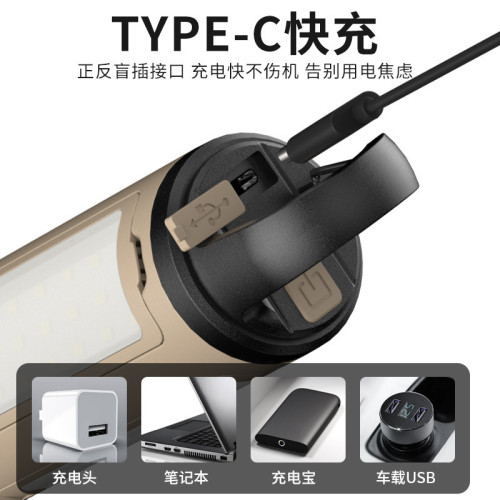 戶外LED露營燈USB充電三葉便帶攜掛鉤多功能補光燈野營帳篷燈