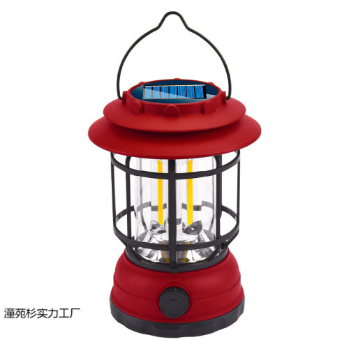 太陽能露營燈復古戶外露營燈營地帳篷燈多可充電馬燈太陽能庭院燈