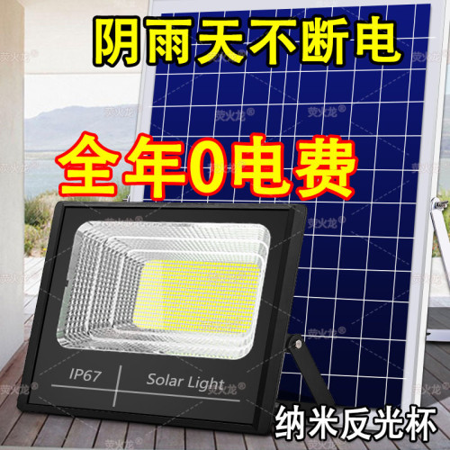 太陽能照明燈庭院燈天黑自動亮投光燈家用戶外燈防水超亮感應路燈