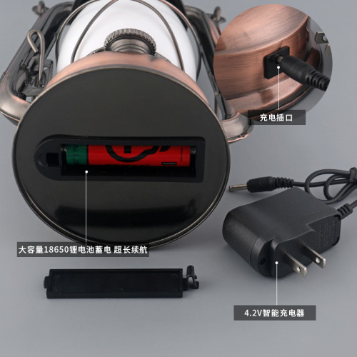 復古充電火焰馬燈手提煤油燈LED雙光源鐵藝燈營地燈野營燈氛圍燈