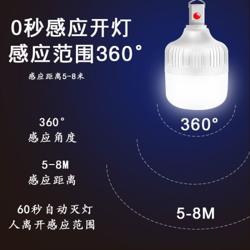 充電燈自動超亮智能人體感應家用停電應急燈泡戶外移動照明鏈