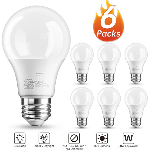 12/24 Pack 5000K A19 E26 led Bulb Bright White 60 Watt led