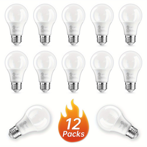 12/24 Pack 5000K A19 E26 led Bulb Bright White 60 Watt led