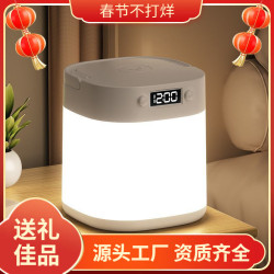 護眼手提遙控小夜燈時鐘臥室床頭台燈睡眠嬰兒喂奶燈戶外露營燈