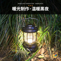➢新款戶外露營燈復古馬燈照明LED帳篷燈充電可攜式野營燈