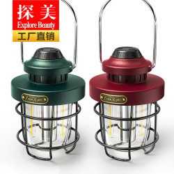 新款戶外野營燈高檔鐵藝氛圍燈TYPE-C充電家用應急復古露營燈