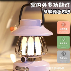 新款戶外露營燈野餐氛圍燈充電LED復古可攜式時尚臥室台燈手提燈
