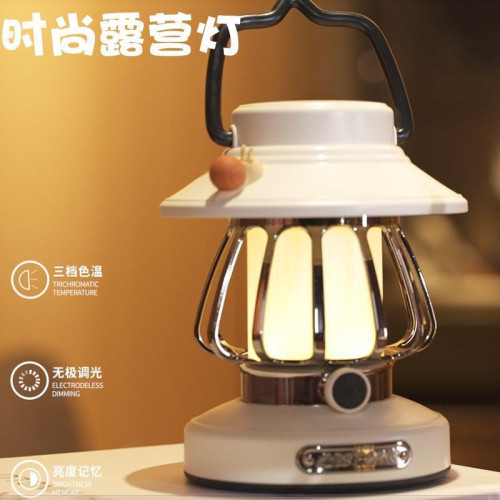 新款戶外露營燈野餐氛圍燈充電LED復古可攜式時尚臥室台燈手提燈