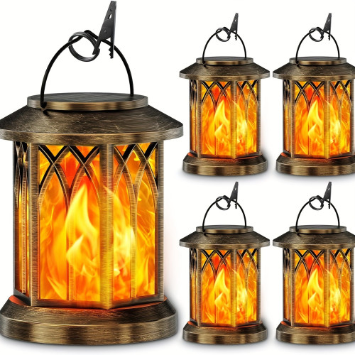 2/ 4 Pack Solar Lights Metal Flickering Flame Solar Lantern