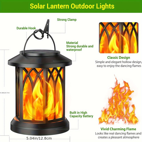 2/ 4 Pack Solar Lights Metal Flickering Flame Solar Lantern