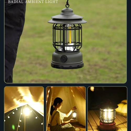 露營燈戶外充電復古馬燈營地燈野營氛圍燈手提帳篷燈裝飾火焰道具