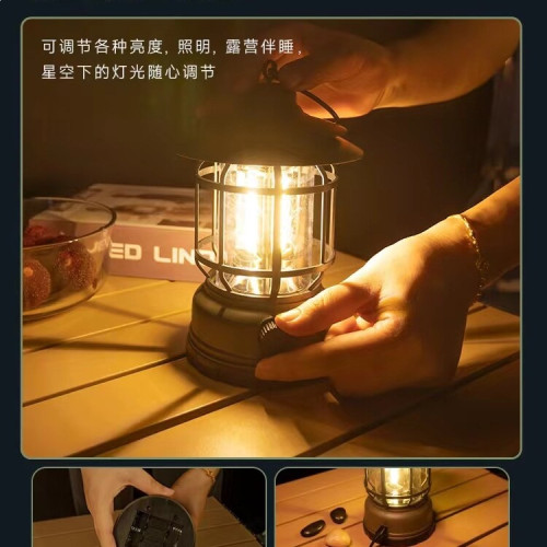 露營燈戶外充電復古馬燈營地燈野營氛圍燈手提帳篷燈裝飾火焰道具
