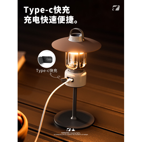 戶外露營帳篷野營裝備燈復古led燈充電小夜燈桌面氛圍支架燈