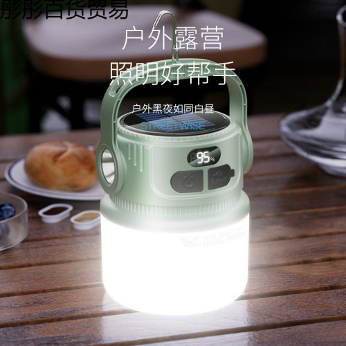 露營燈太陽能可充電超長續航帳篷燈應急燈野營燈充電式照明燈地攤