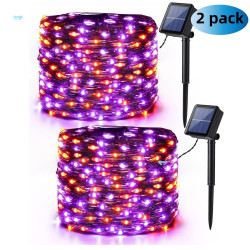 69FT 240 LED 2 Pack Orange & Purple Solar HAlloween Lights,