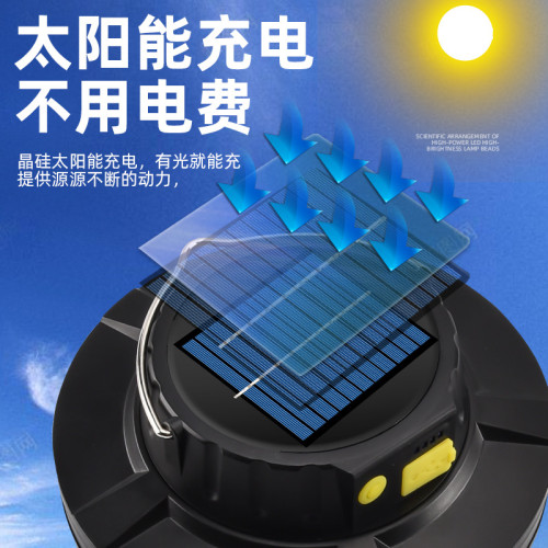 新款太陽能 蓮花型旋轉戶外露營應急夜市地攤USB可充電野營燈