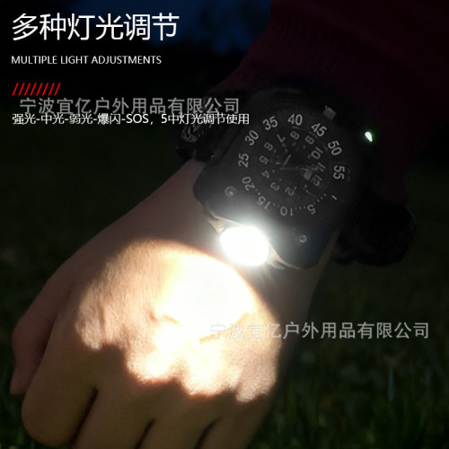 戶外戰術手腕燈超亮運動手錶燈可攜式多功能遠射燈露營野外釣魚裝備