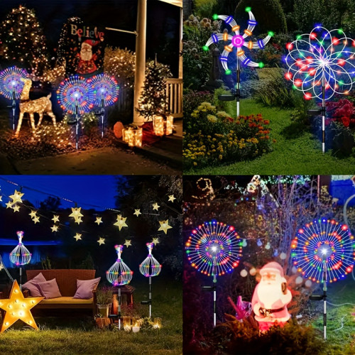 2 Packs Set Of 200LED Olar Fireworks Lights, Outdoor Solar