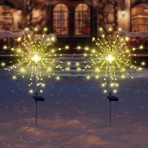 2 Packs Set Of 200LED Olar Fireworks Lights, Outdoor Solar