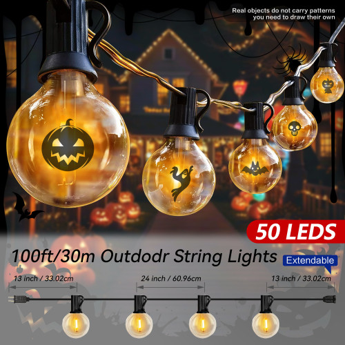 LED Outdoor String Lights 100FT Patio Light with 52