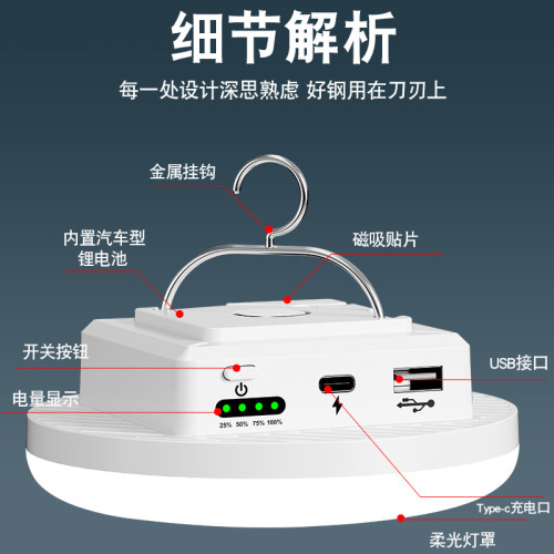 露營燈超長續航超亮地攤擺攤燈夜市燈戶外天幕帳篷應急充電照明燈