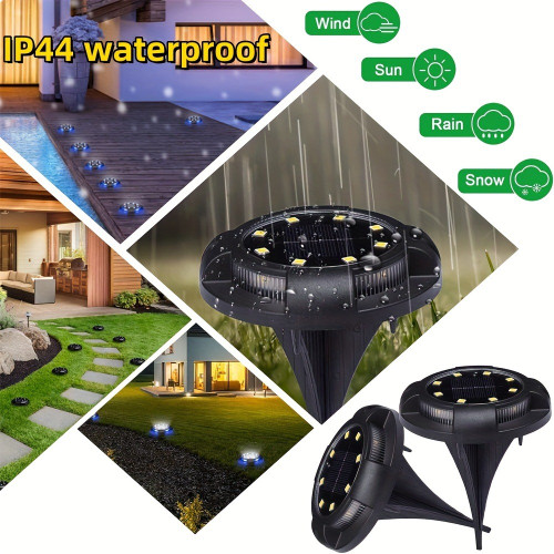 12PCS Solar LED Ground Lights, Blue Light Disc Lights for