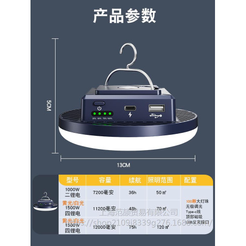 露營燈超長續航超亮野營帳篷營地停電應急天幕主燈戶外充電照明燈