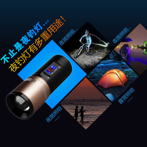 合金夜釣燈強光釣魚燈紫光台釣多功能拉餌充電藍光手電筒超亮夜光