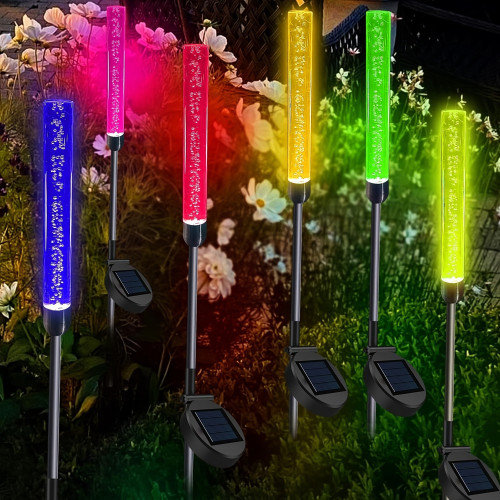 4PCS Solar Bubble Garden Stake Lights, Colorful Gradient